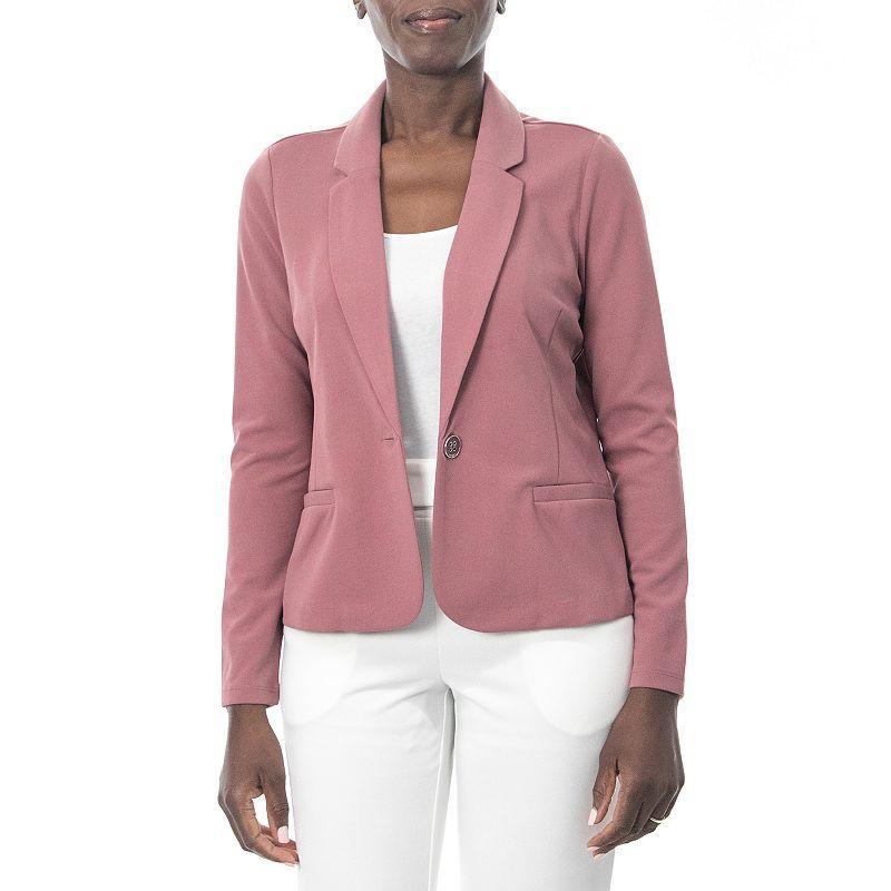 Womens Nina Leonard Single Button Cropped Blazer Crisp Pink Product Image