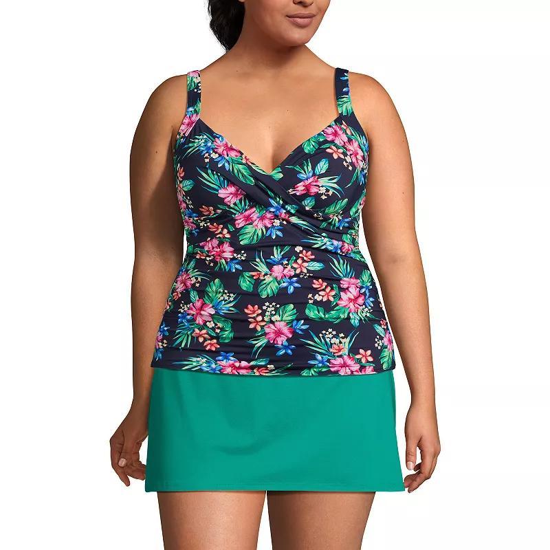 Plus Size Lands End UPF 50 Bust Enhancer DD-Cup Tankini Top, Womens Deep Blue Rosella Product Image