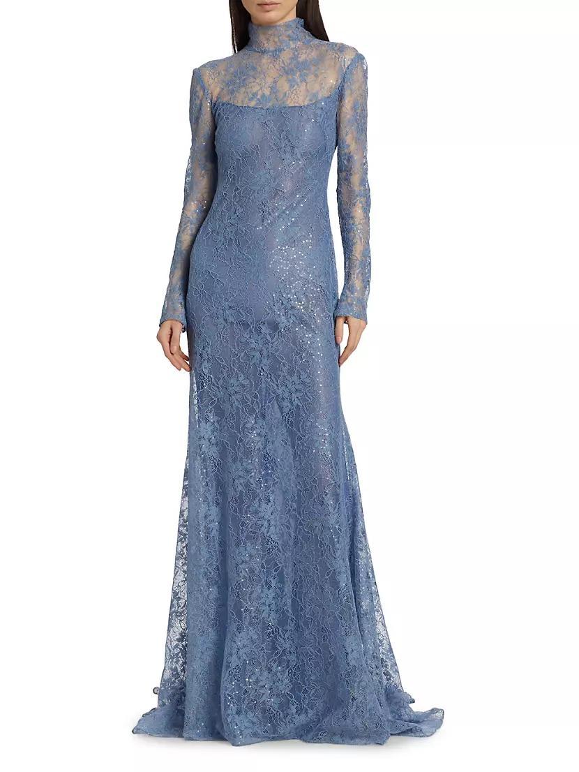 Sequin-Embellished Lace Gown Product Image