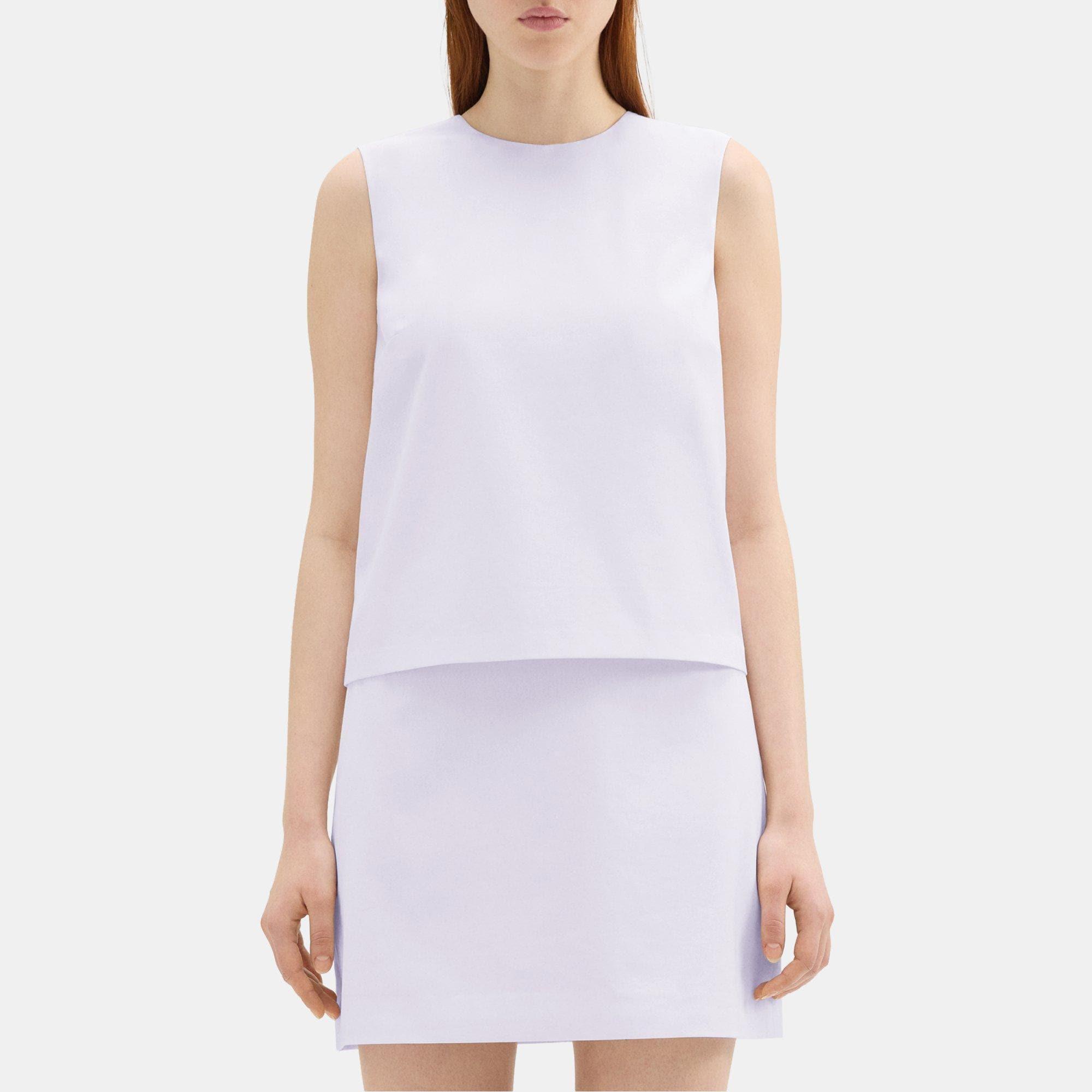 Cotton Layered Shift Dress | Theory Product Image