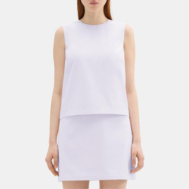 Cotton Layered Shift Dress | Theory Product Image