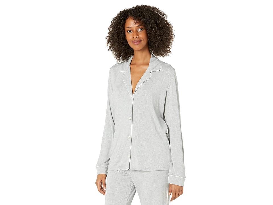 Eberjey Gisele Slim Tuxedo Pajama Set (Heather Grey/Sorbet Pink) Women's Pajama Sets Product Image