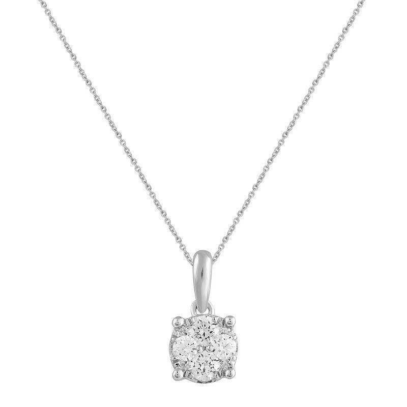 Royal Aura Sterling Silver 1/4 Carat T.W. Cluster Diamond Pendant Set, Womens Product Image