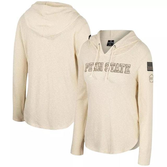 Womens Colosseum Cream Penn State Nittany Lions OHT Military Appreciation Casey Raglan Long Sleeve Hoodie T-Shirt Product Image