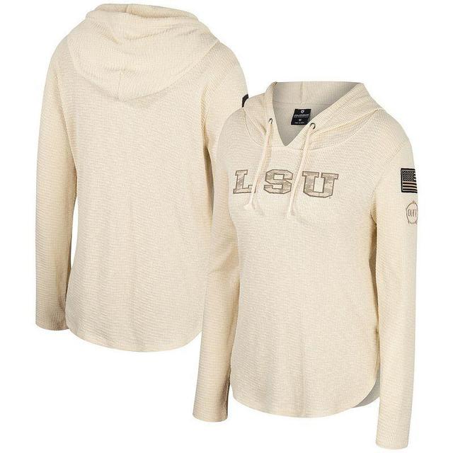 Womens Colosseum Cream LSU Tigers OHT Military Appreciation Casey Raglan Long Sleeve Hoodie T-Shirt Product Image