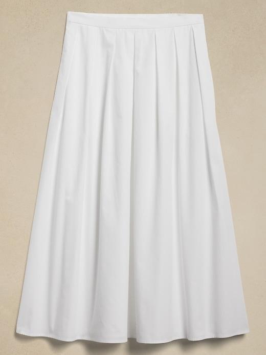 Poplin Pleated Midi Skirt Product Image