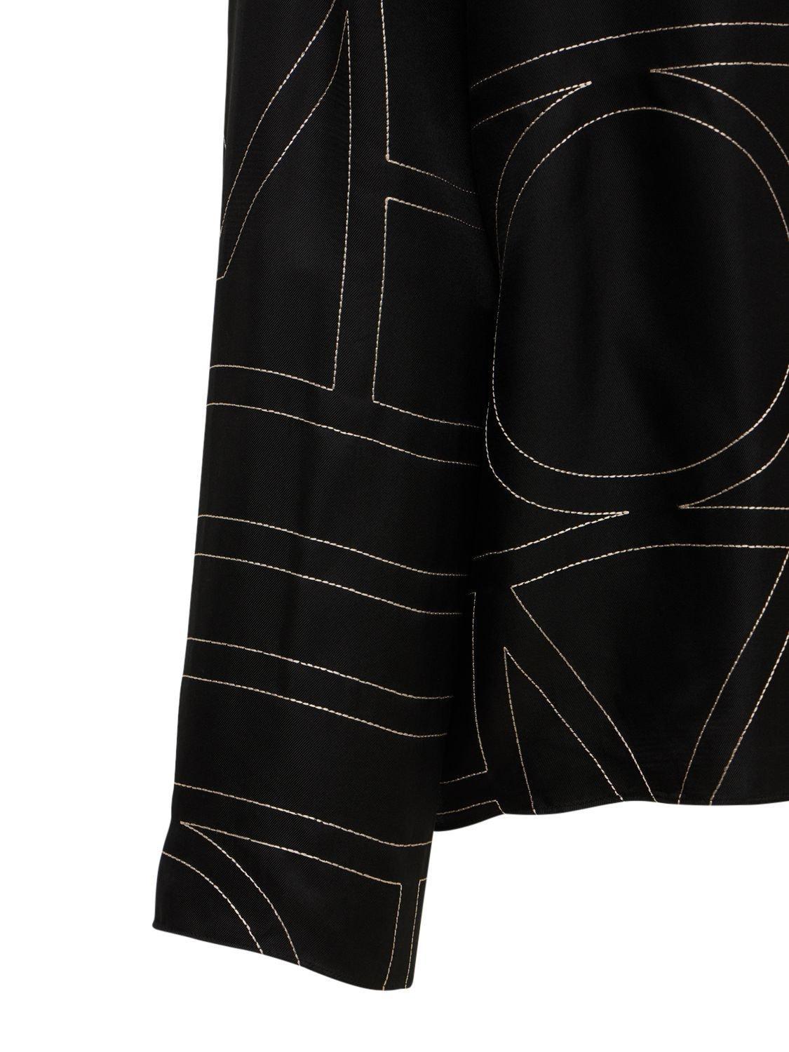 Toteme Silk Twill Pajama Shirt In Black Product Image