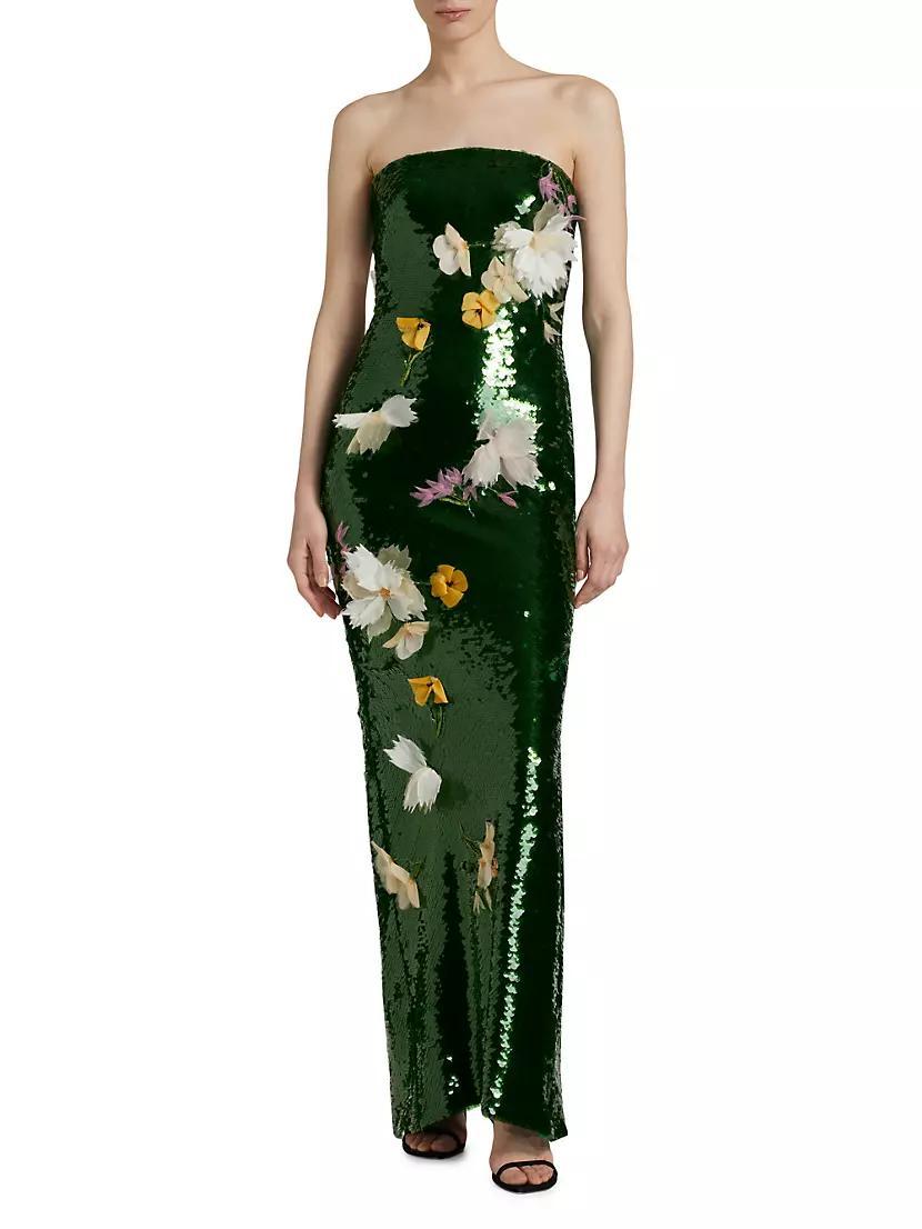 Sequin Strapless Column Gown Product Image