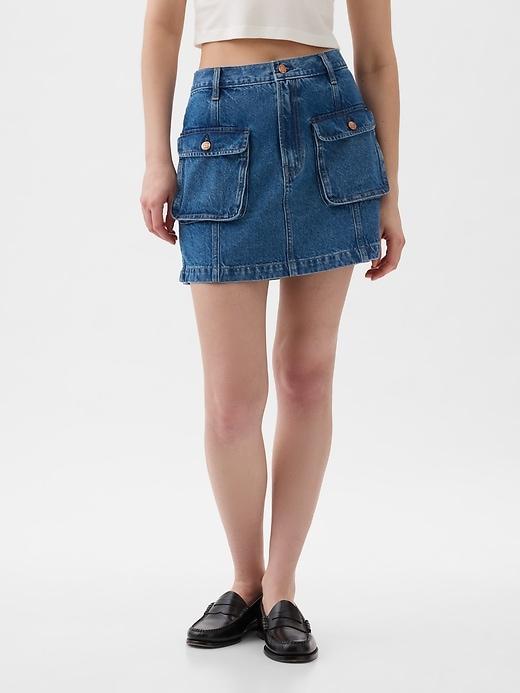 Denim Cargo Mini Skirt Product Image