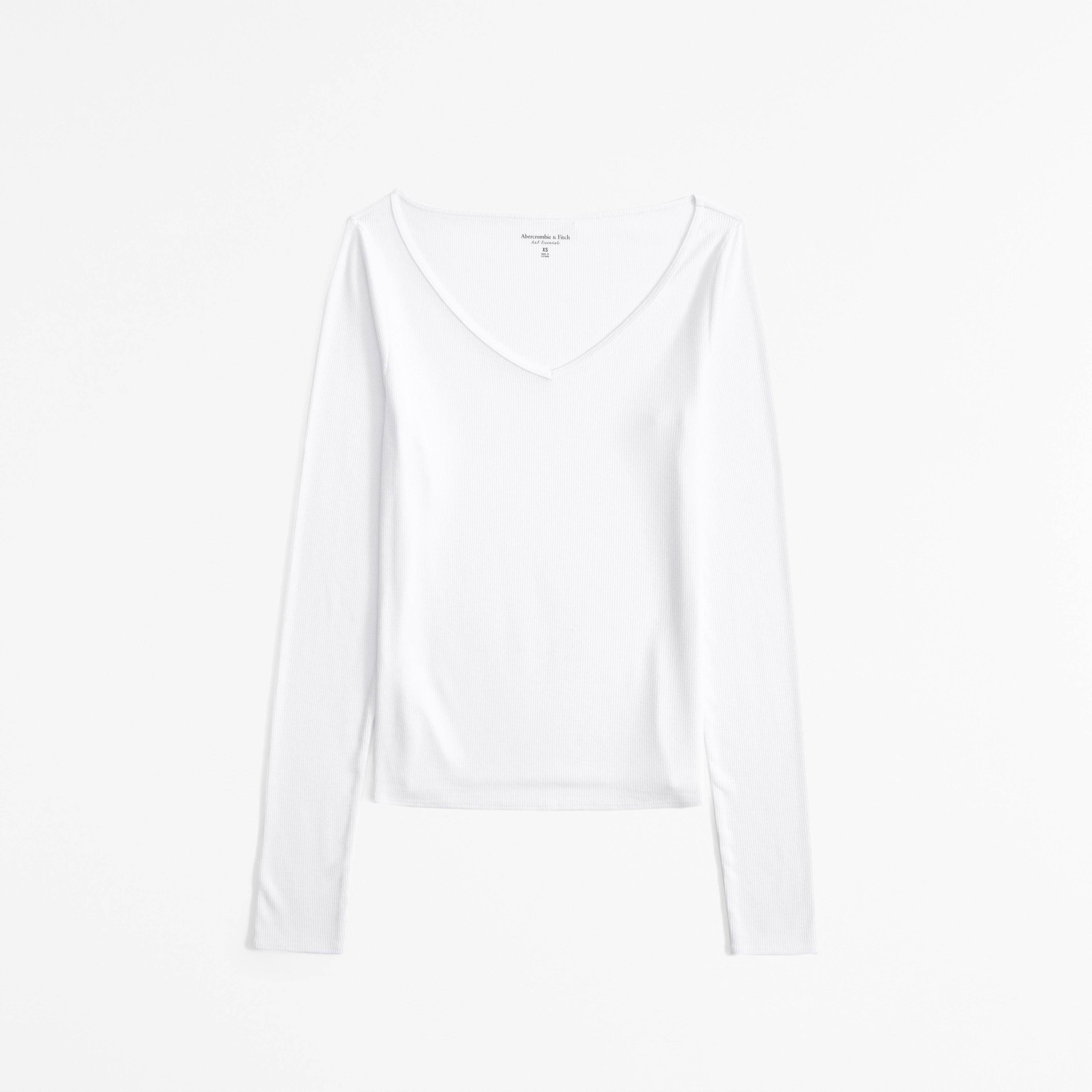 Long-Sleeve Featherweight Rib Tuckable V-Neck Top Product Image