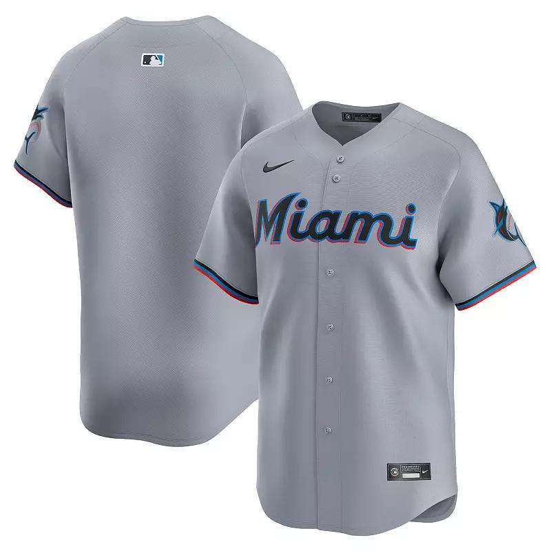 Mens Nike Gray Miami Marlins Road Limited Jersey Product Image