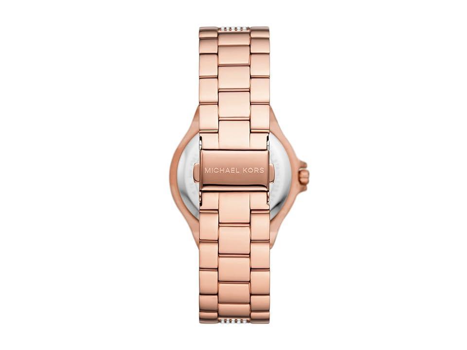 Michael Kors Womens Lennox Three-Hand Gold Stainless Steel Mesh Bracelet Watch Product Image