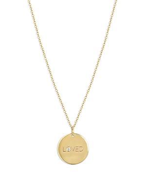 Womens 14K Yellow Gold & 0.015 TCW Diamond Loved Disc Pendant Necklace Product Image