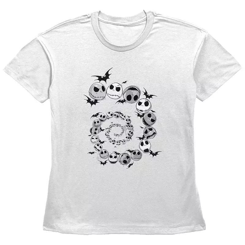 Disneys The Nightmare Before Christmas Jack Skellington And Bats Spiral Womens Graphic Tee Product Image