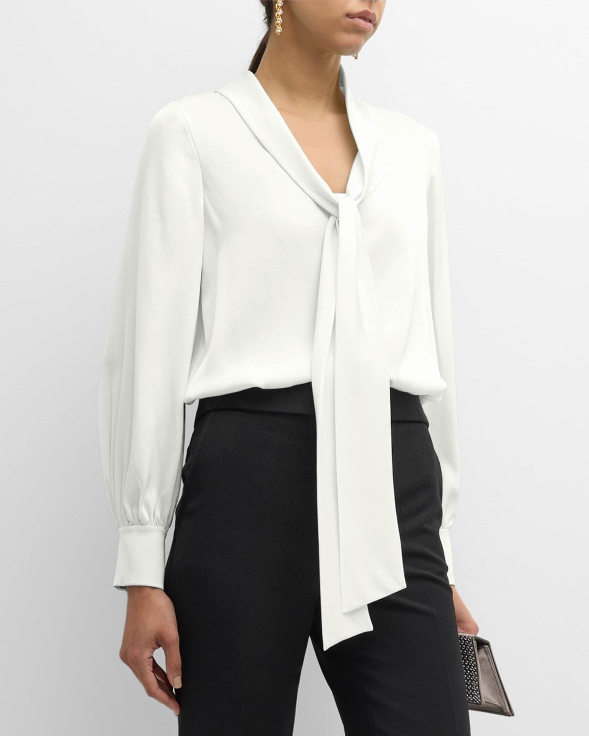 Womens Ella Silk-Blend Tie-Neck Blouse Product Image