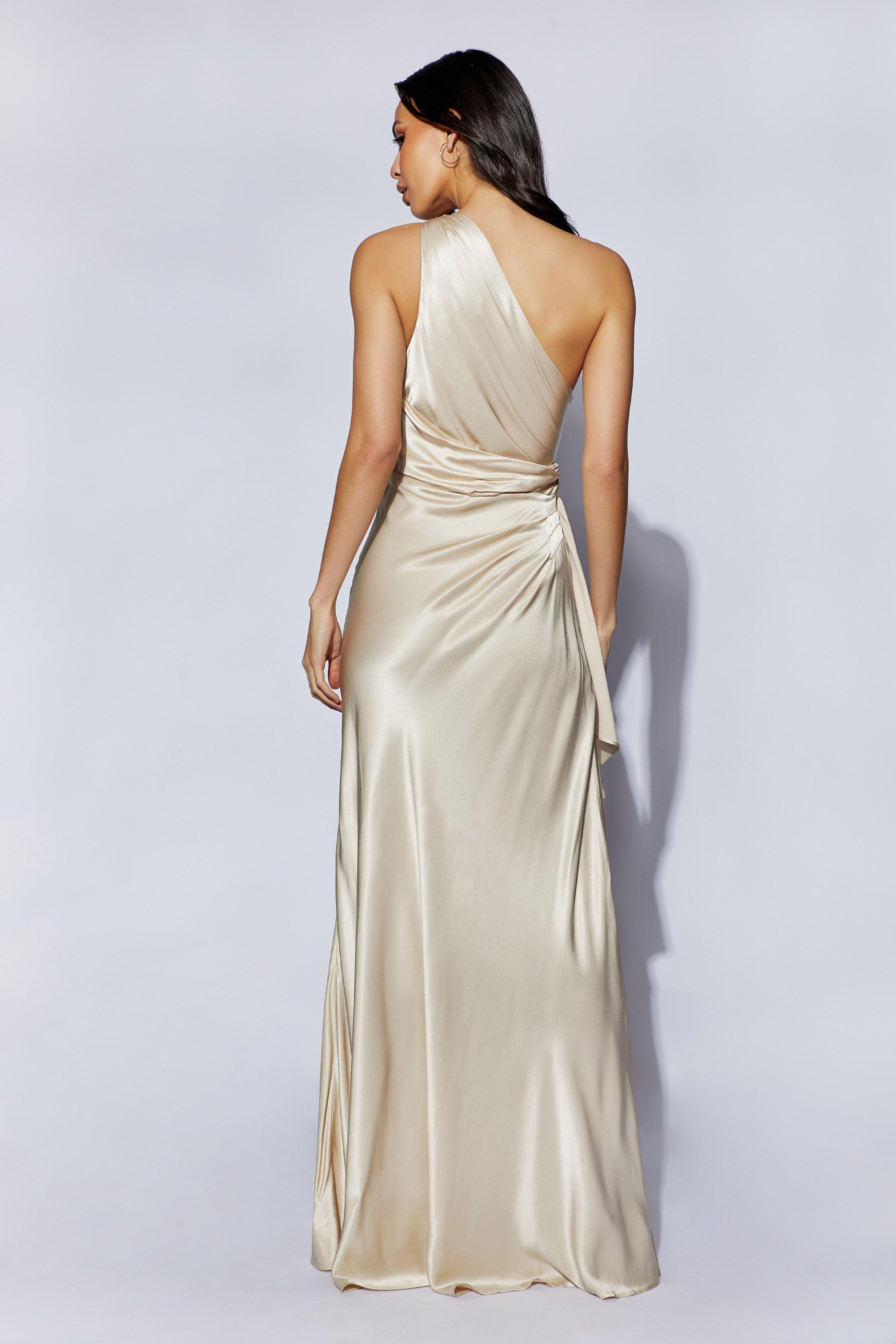 Calliope One Shoulder Maxi Dress - Champagne Product Image