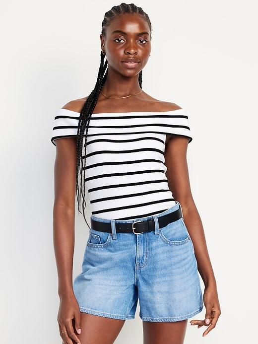 Off-Shoulder Ribbed Top Product Image