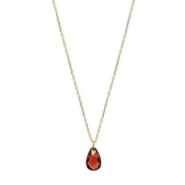 14k Jewelmak Yellow Gold Garnet Pear Pendant Necklace, Womens 14k Gold Product Image