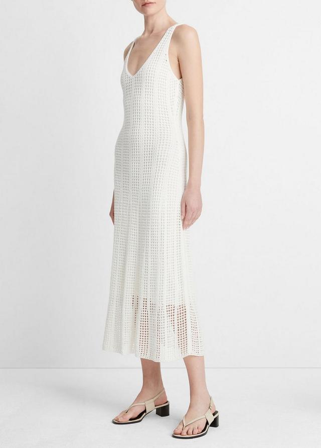 Cotton Mesh-Grid Godet Dress Product Image