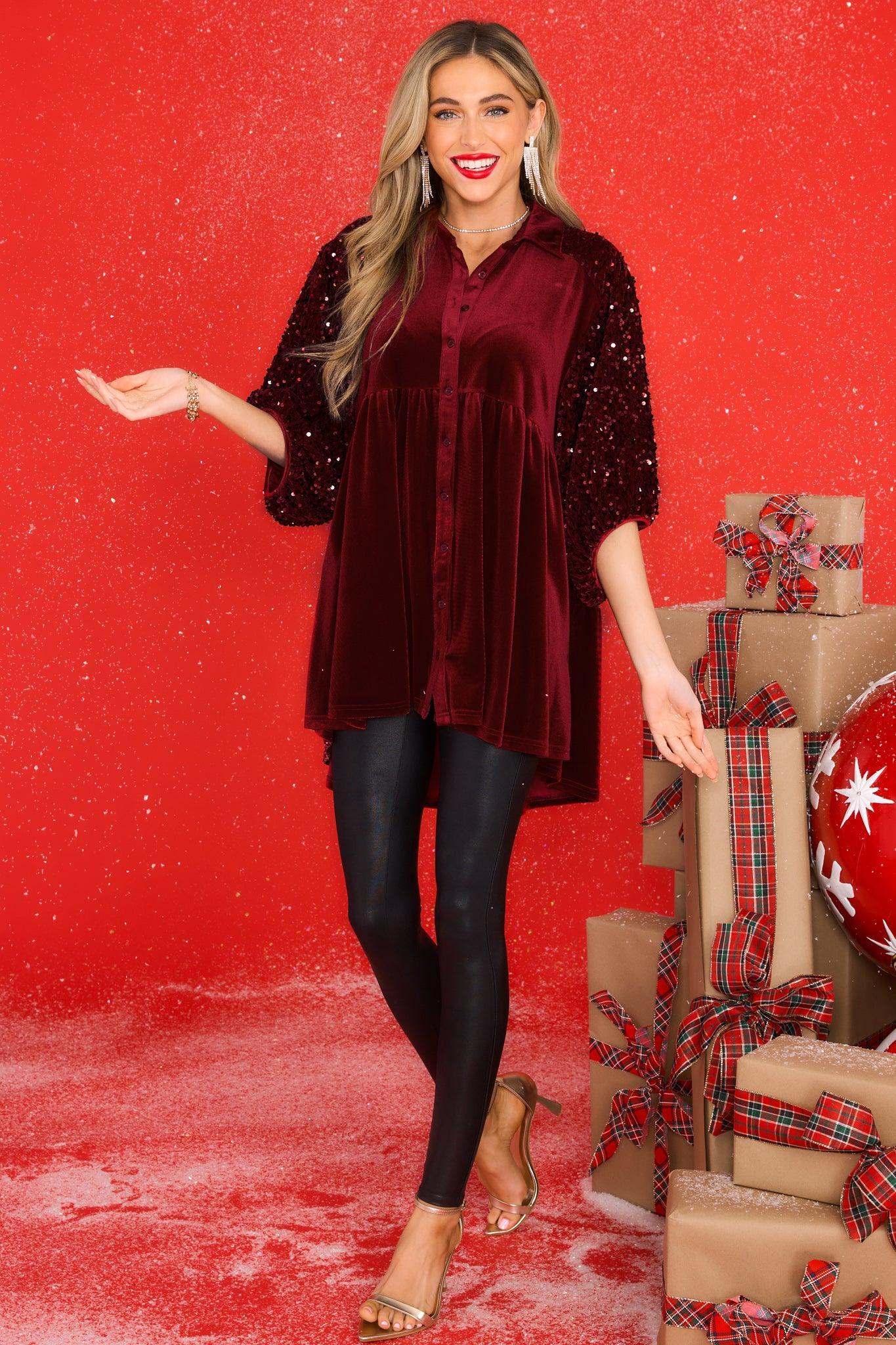 Knack For Fashion Wine Tunic Product Image