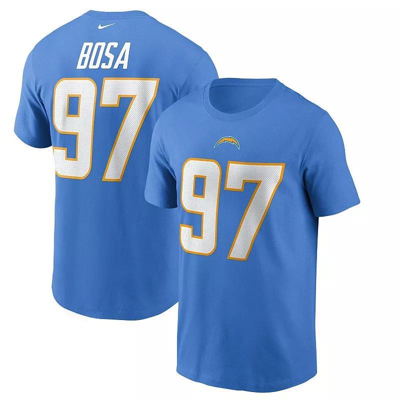 Mens Joey Bosa Powder Blue Los Angeles Chargers Name and Number T-shirt Product Image