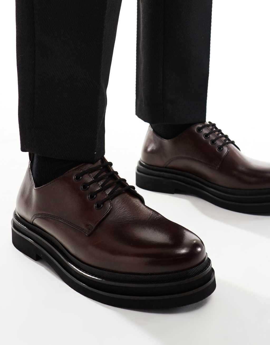 Walk London Brooklyn Derby shoes in brown leather Product Image