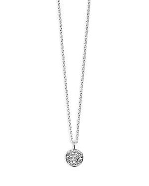 Womens Stardust Mini Flower Silver & Diamond Disc Pendant Necklace Product Image