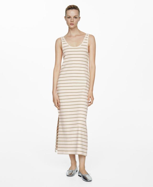 Mango Womens Cut-Out Striped Dress Product Image