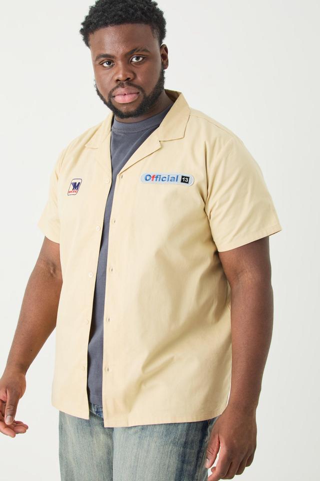 Plus Short Sleeve Twill Moto Shirt | boohooMAN USA Product Image