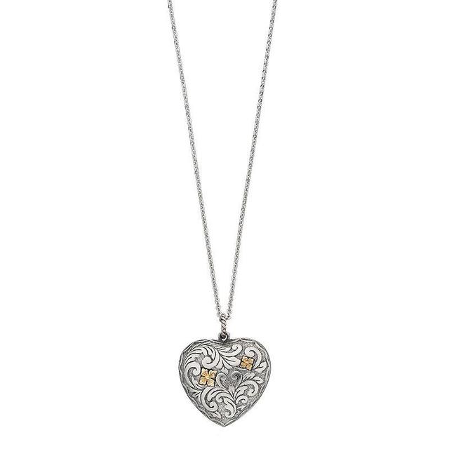 Sterling Silver Puffed Heart Pendant Necklace, Womens Two Tone Product Image