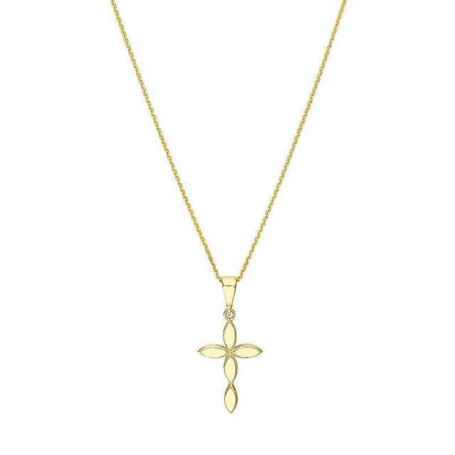 14k Gold Marquise Cross Pendant Necklace, Womens Product Image