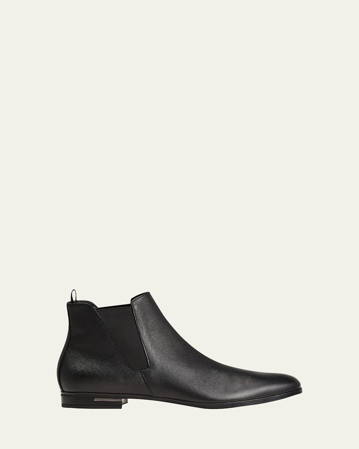 Saffiano Leather Chelsea Boots Product Image