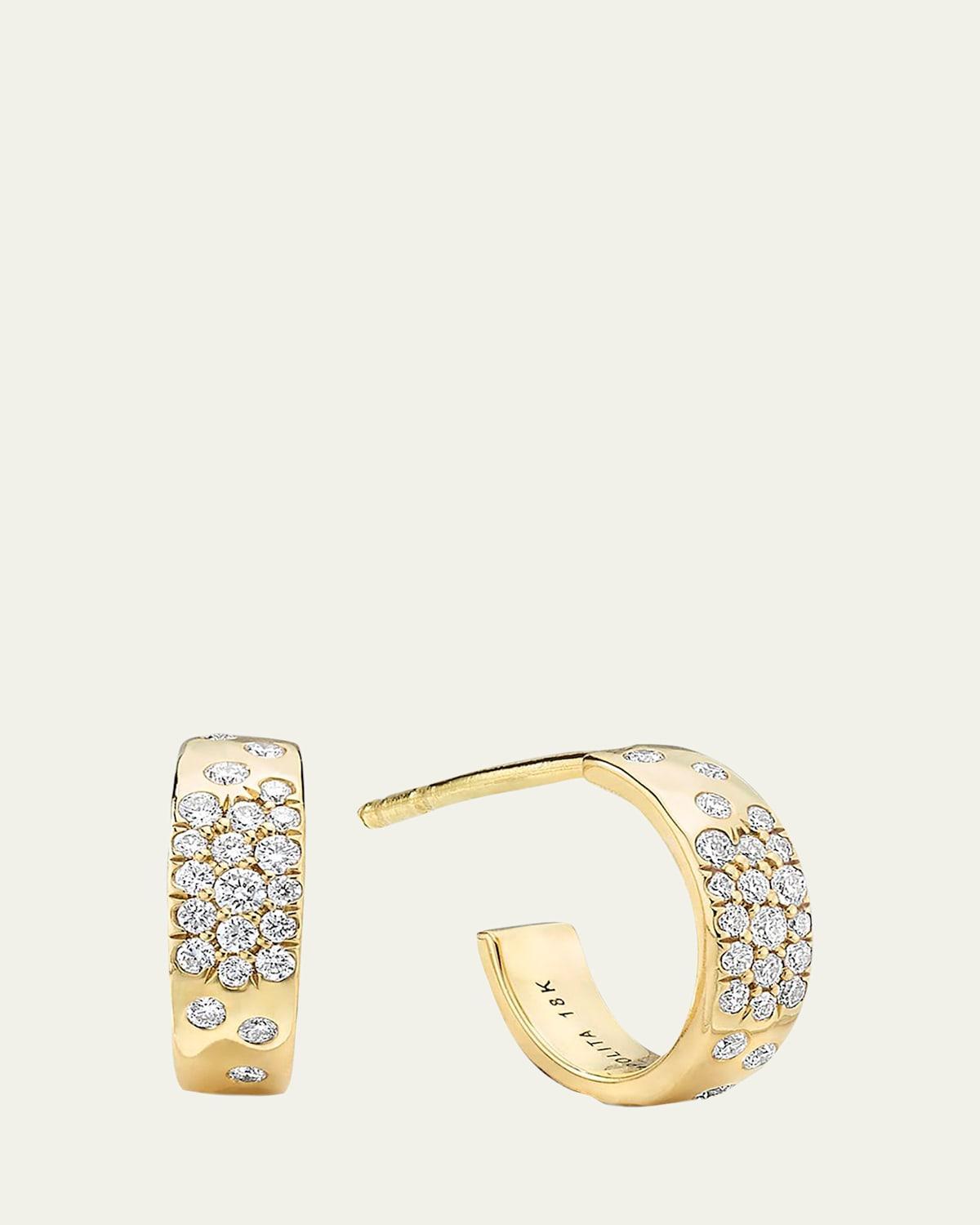 Womens Stardust 18K Yellow Gold & Diamond Mini Huggie Hoop Earrings Product Image