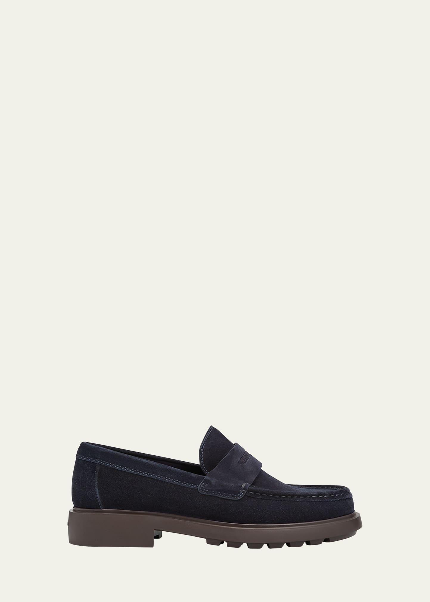 Mens Donny Lug-Sole Suede Penny Loafers Product Image