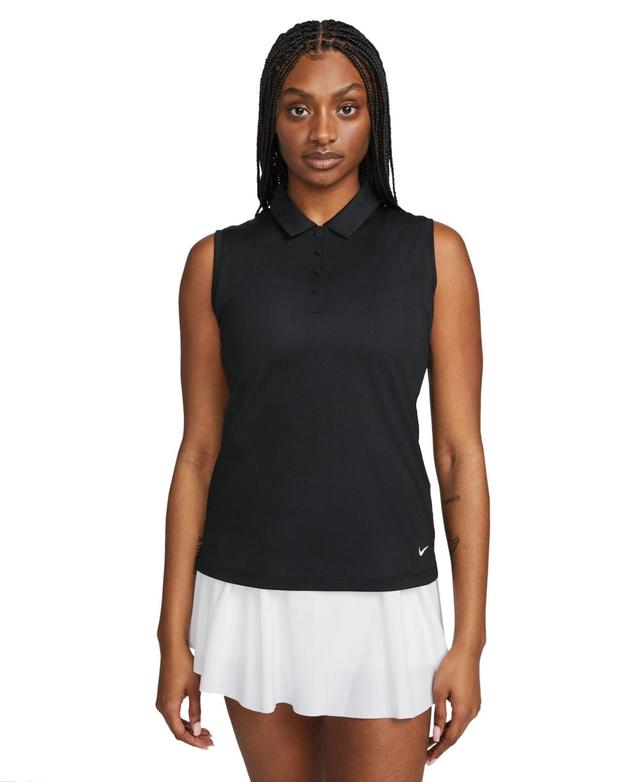 Nike Womens Dri-fit Victory Sleeveless Golf Polo T-Shirt - Black Product Image