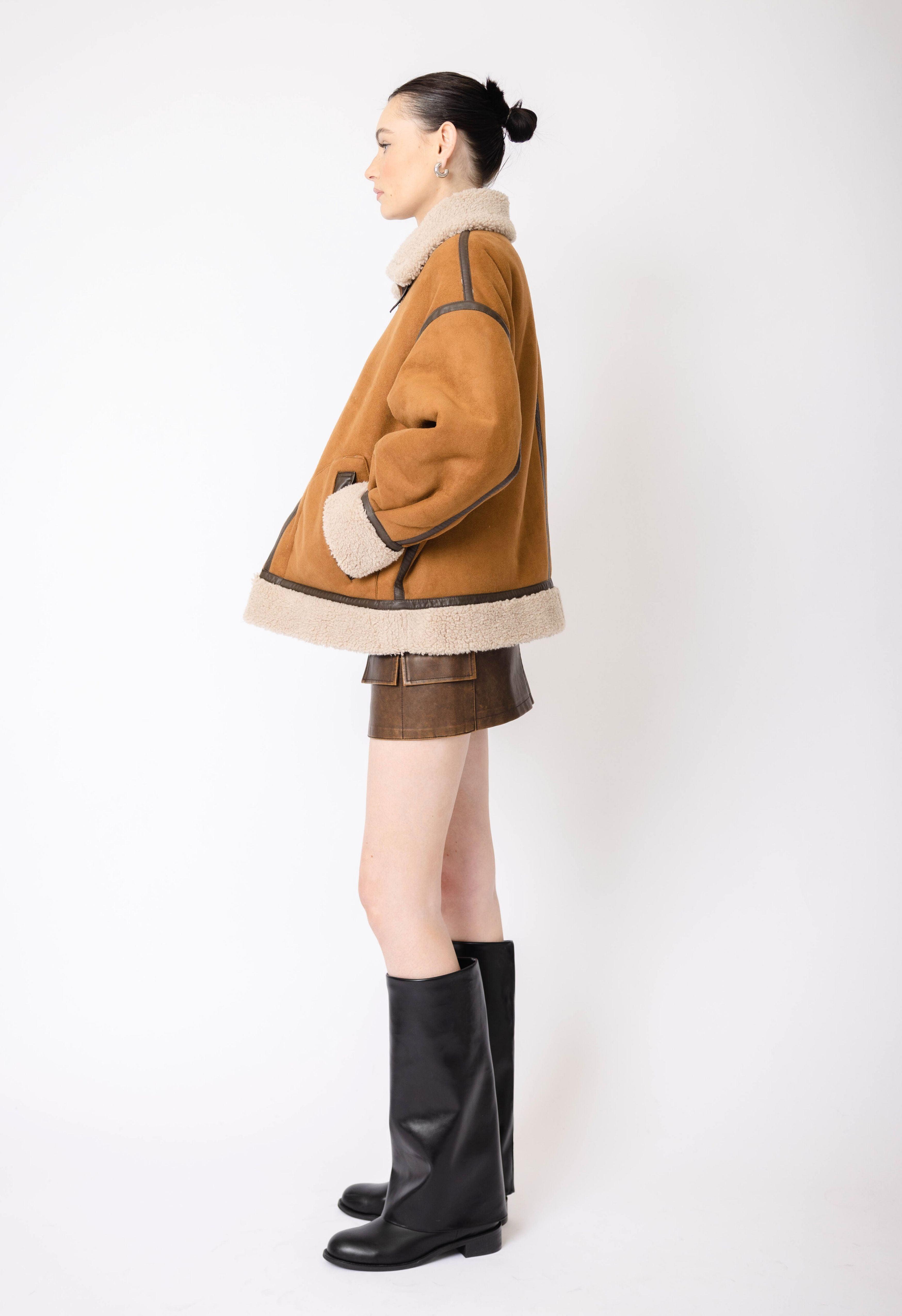 Jaqui Shearling Vegan Suede Jacket Product Image