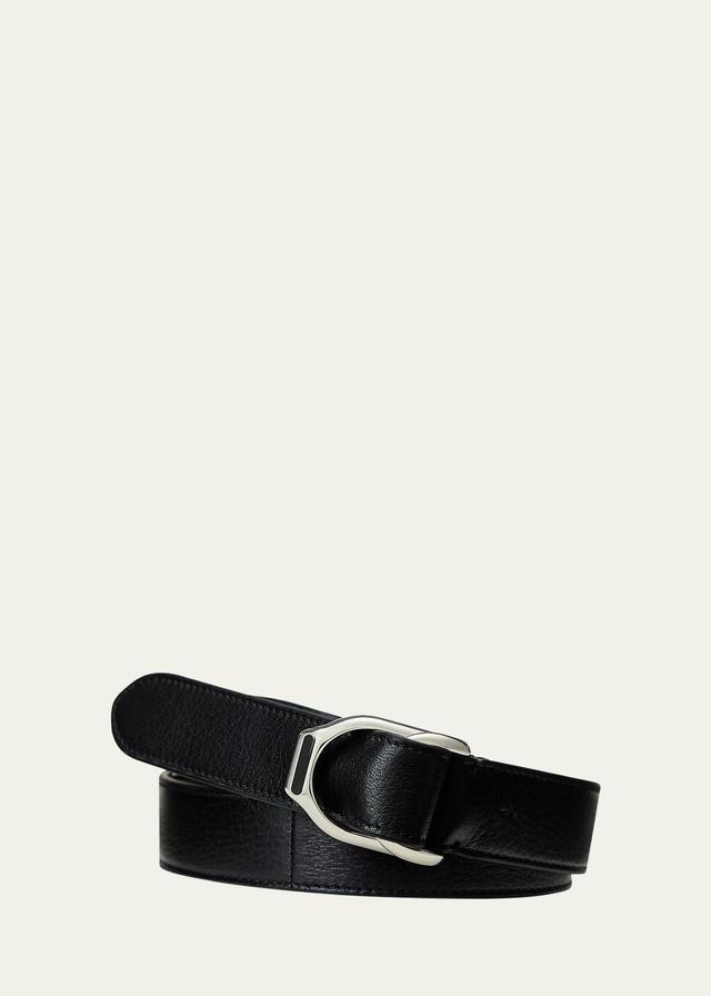 Mens Stirrup-Buckle Deerskin Leather Belt Product Image