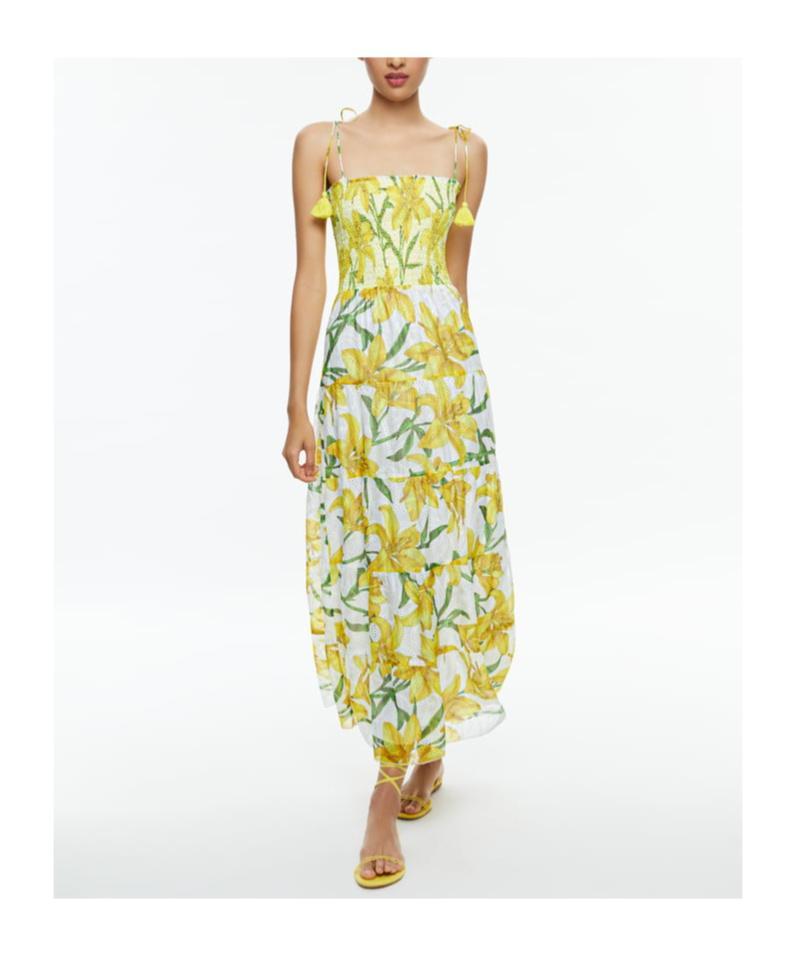 ALICE AND OLIVIA Marna Tiered Midi Tie Strap Dress In Stargazer Multi Product Image