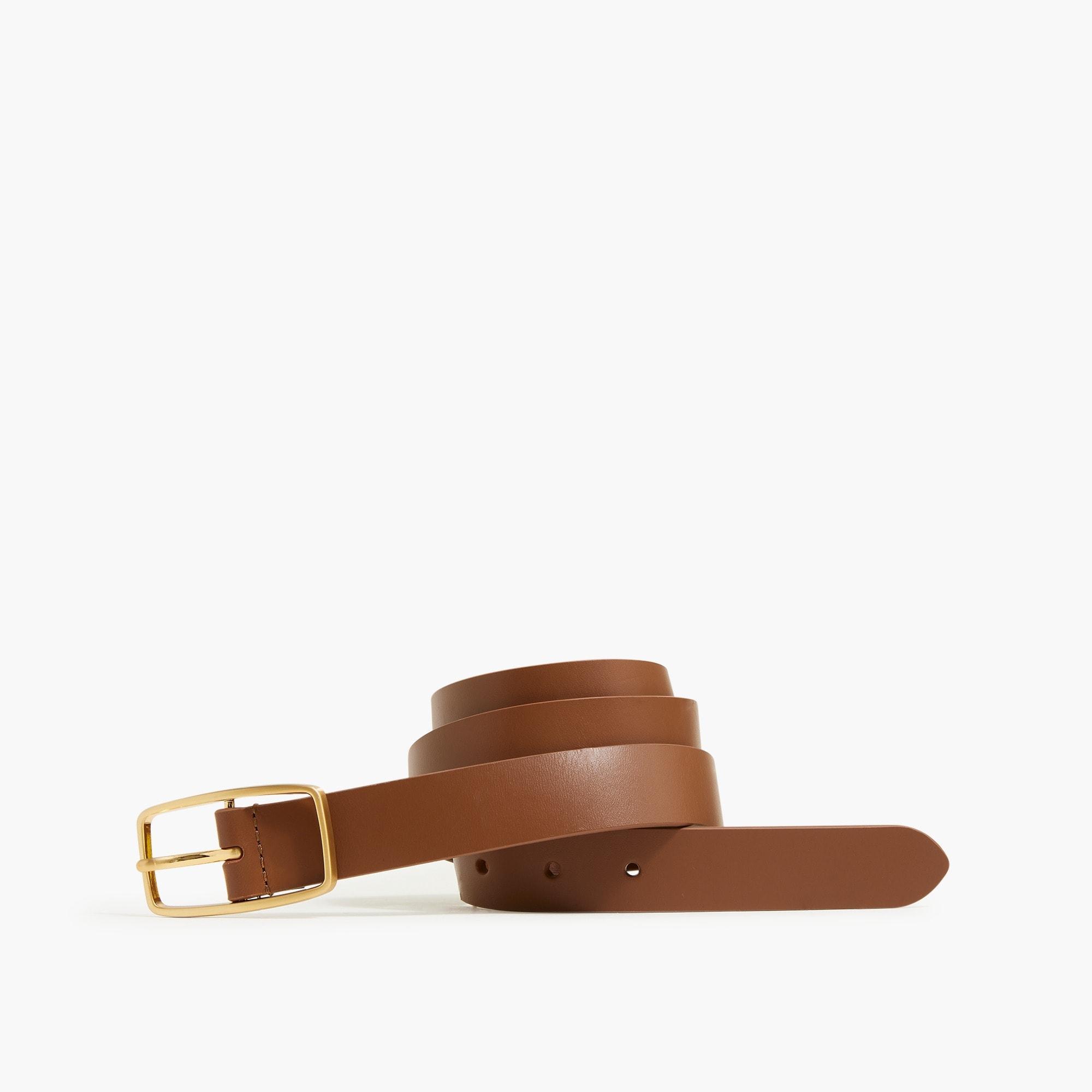 Leather belt with gold-tone buckle Product Image