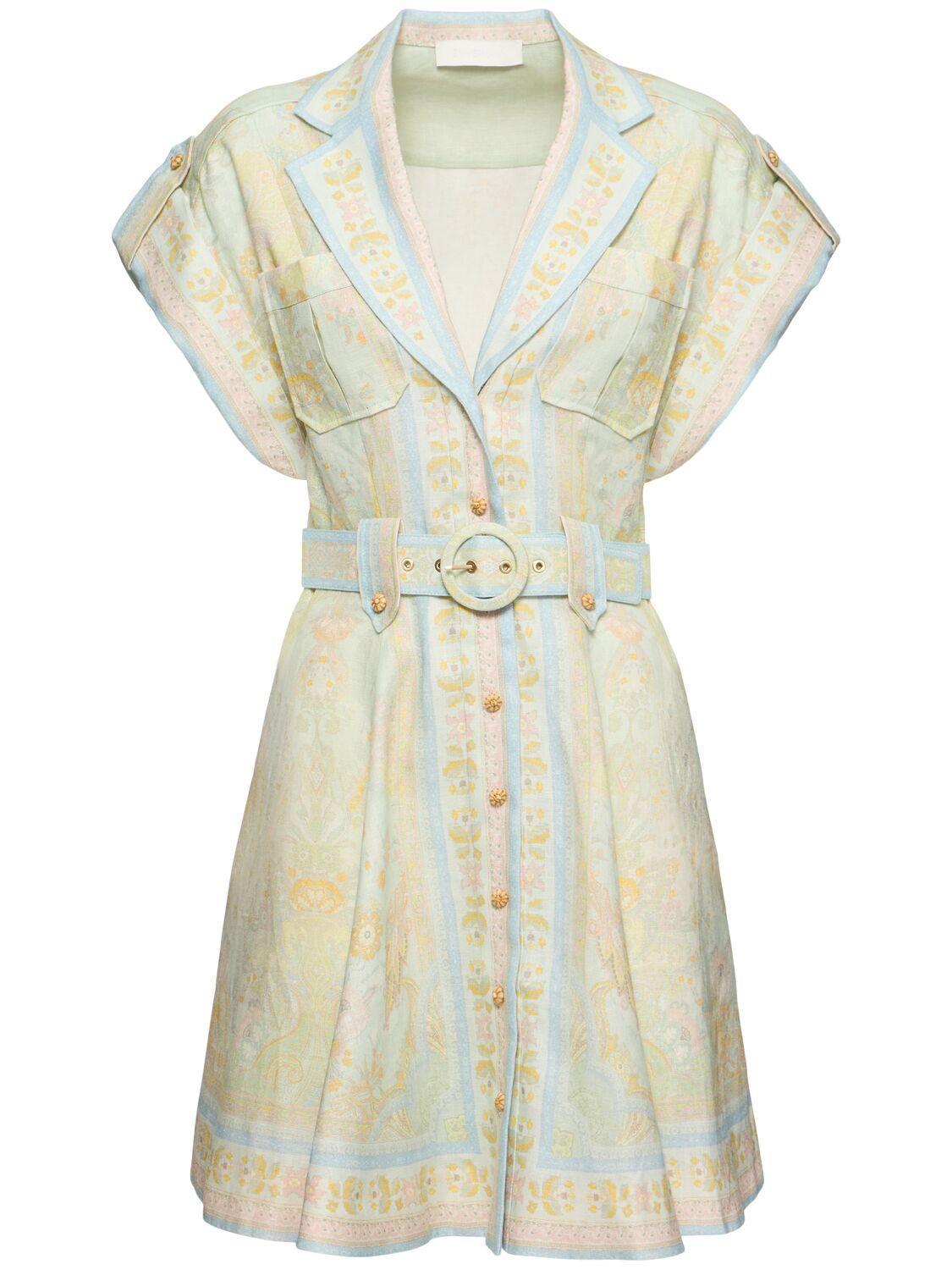 ZIMMERMANN Acacia Mini Shirt Dress In Green Product Image