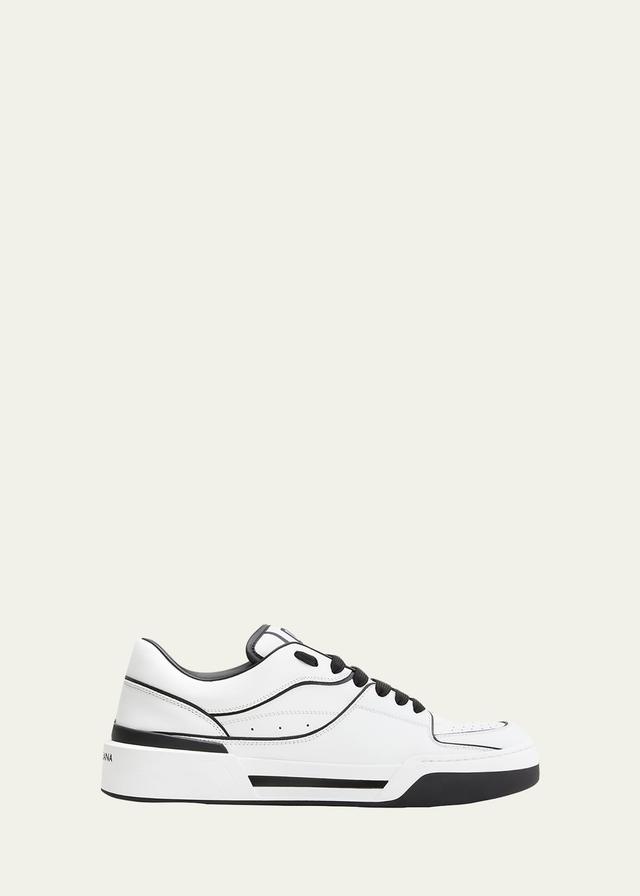 Dolce & Gabbana Men's New Roma Bicolor Leather Low-Top Sneakers - Size: 45 EU (12D US) - WHITE/BLCK Product Image