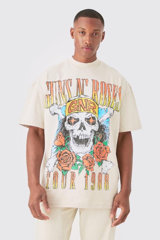 Oversized Fit Guns N Roses Large Scale License T-shirt | boohooMAN USA Product Image