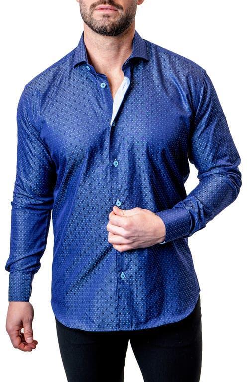 Maceoo Einstein Dot Paisley Blue Contemporary Fit Button-Up Shirt Product Image