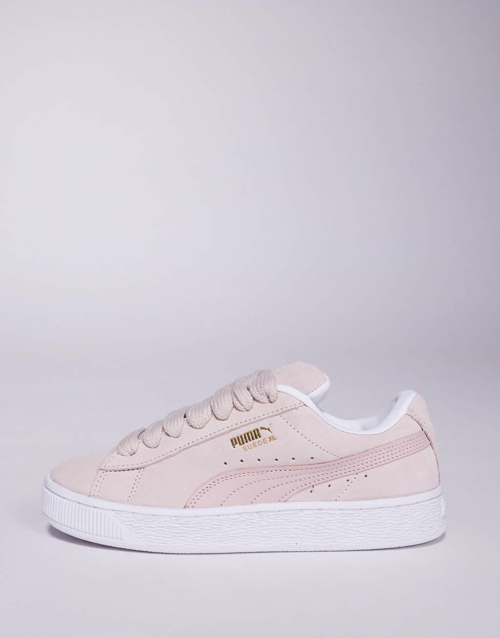 Puma Suede XL sneakers in light pink and white Product Image