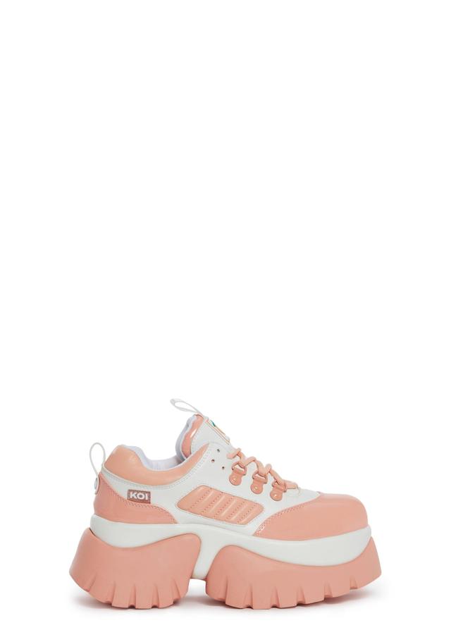 Koi Footwear Peach Graphic Platform Sneakers - Orange Product Image