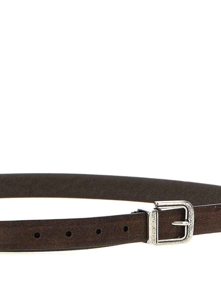 BRUNELLO CUCINELLI Reversed Leather Belt In Brown Product Image