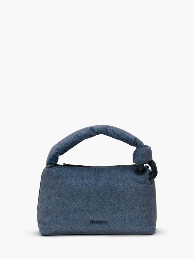 JWA PUFFY CORNER BAG - VELVET TOP HANDLE BAG in blue | JW Anderson US  Product Image