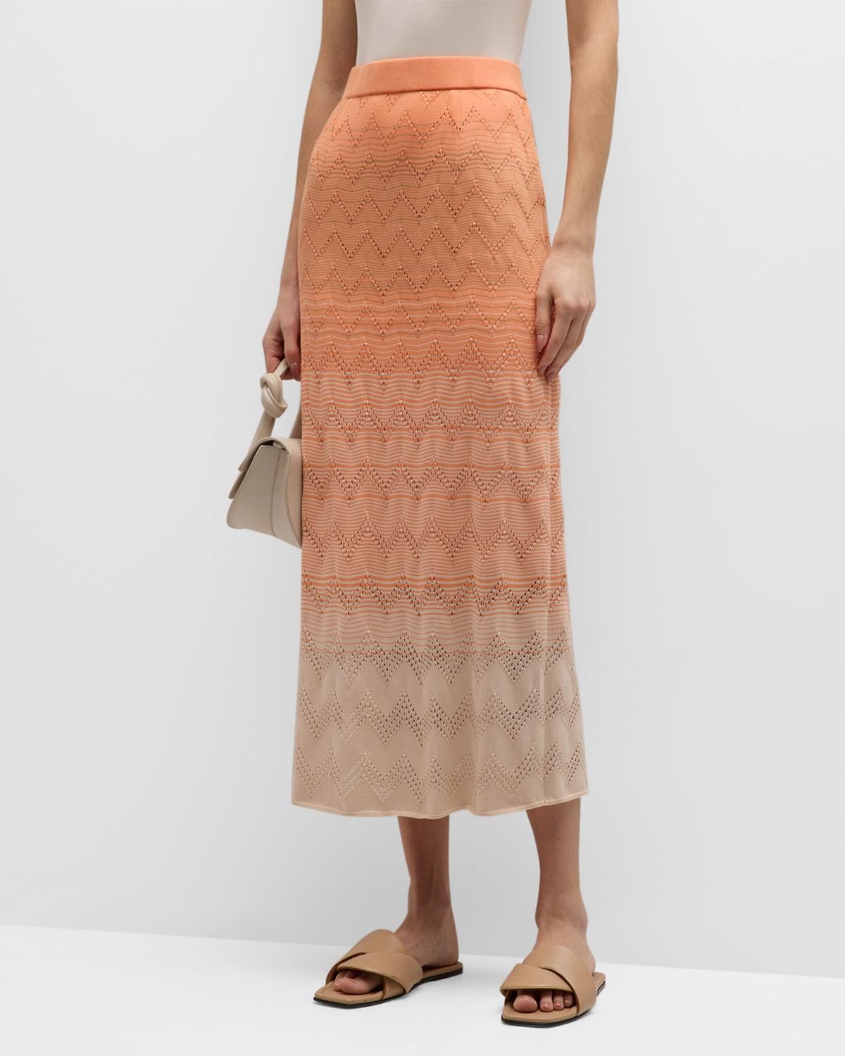 Pointelle-Knit Ombre Midi Skirt Product Image