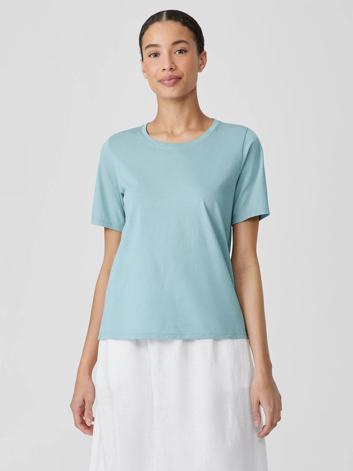 EILEEN FISHER Organic Pima Cotton Jersey Round Neck Teefemale Product Image