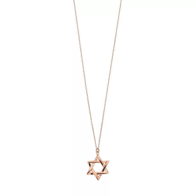 Sterling Silver Star of David Pendant Necklace, Womens 14k Rose Gold Over Product Image